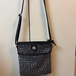 Tommy Hilfiger Black and White Patterned Crossbody Bag